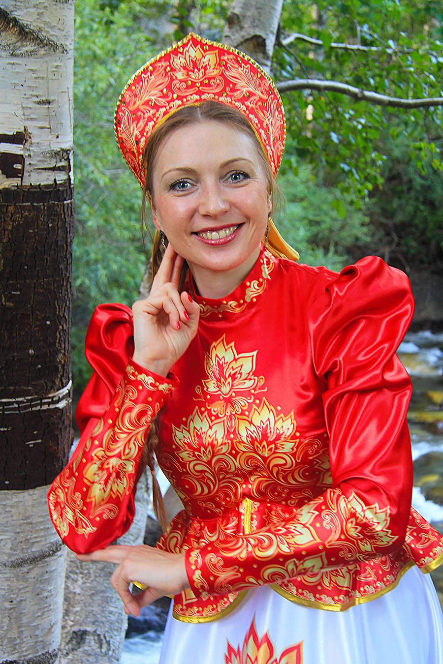 Women in Slavic costumes in Poznan